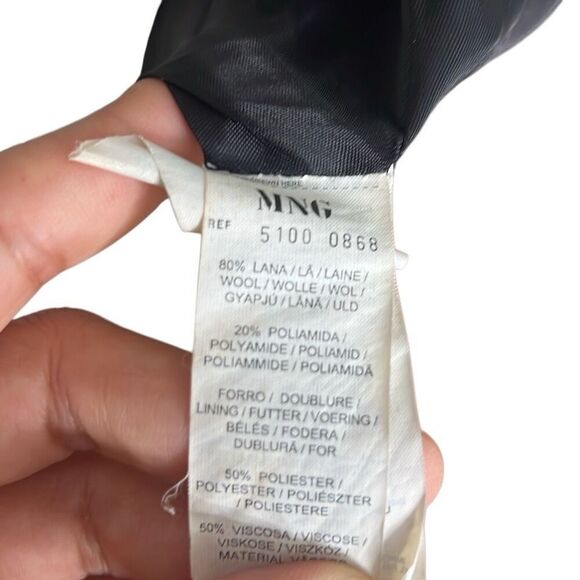 MNG Mango Check Tweed Wool Blend Double Breasted Coat Black & Off White Small - Picture 7 of 9